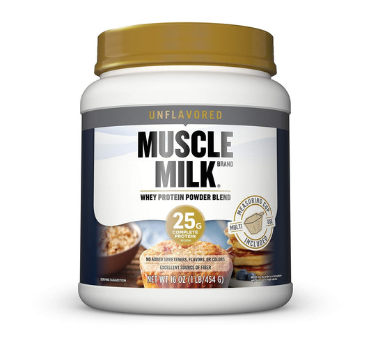 Muscle Milk 100% Whey Protein Powder - Unflavored - 1 Pound, 12 Servings - Contains 25g - NutriGlobal