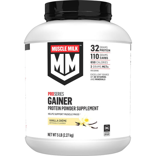 Muscle Milk Gainer Protein Powder, Vanilla Creme, 32g Protein, 5 Pound - NutriGlobal