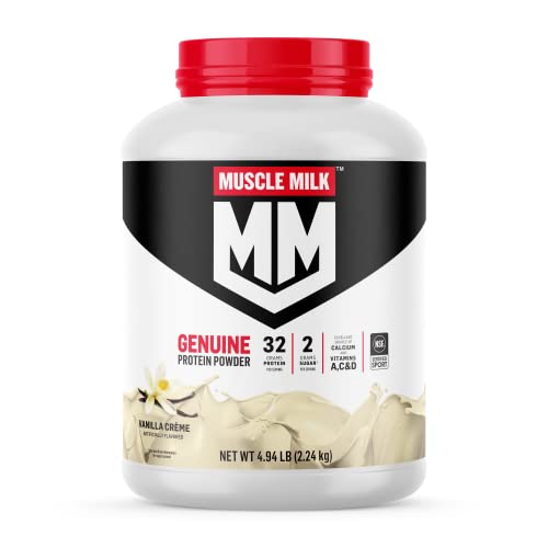 Muscle Milk Genuine Protein Powder, Vanilla Creme, 32g Protein, 5 Pound, 32 Servings - NutriGlobal
