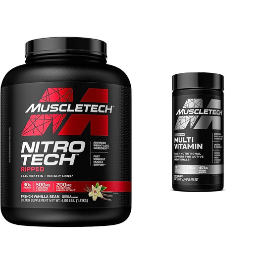 MuscleTech Nitro-Tech Ripped | Lean Whey Protein Powder/Isolate & Platinum Multivitamin - NutriGlobal