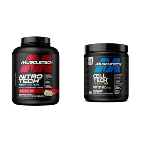 MuscleTech Whey Protein Powder Nitro-Tech | Isolate & Peptides & Cell-Tech Creactor - NutriGlobal