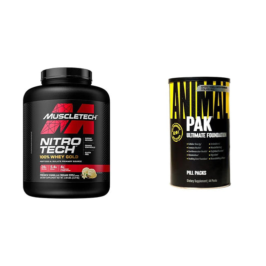 MuscleTech Whey Protein Powder Nitro-Tech Whey Gold Protein Powder & Animal Pak - NutriGlobal