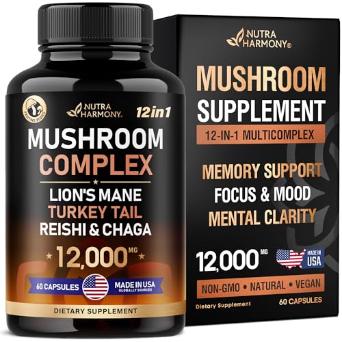 Mushroom Supplement - Organic Lion's Mane | Turkey Tail | Chaga | Cordyceps | Reishi - NutriGlobal