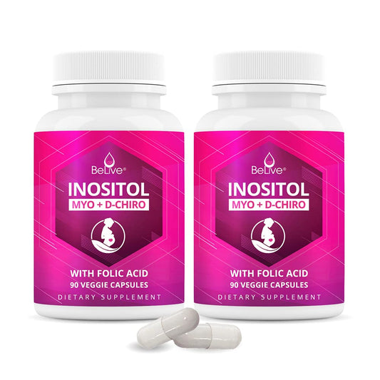 Myo-Inositol & D-Chiro Inositol Capsules with Folic Acid for PCOS | Prenatal Fertility - NutriGlobal