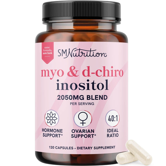 Myo-Inositol & D-Chiro Inositol for Hormone Balance for Women | Fertility, Ovarian Health & Cycle Support | Ideal 40:1 Ratio, Myoinositol 2000mg & D Chiro 50mg - NutriGlobal