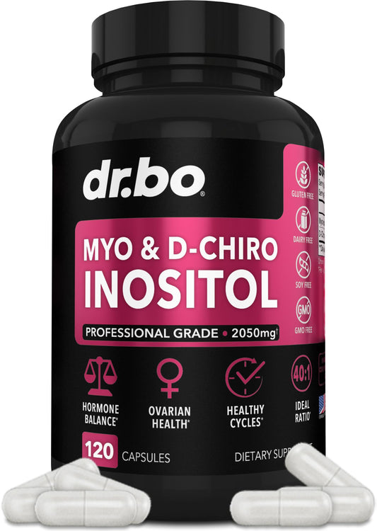 Myo-Inositol & D-Chiro Inositol Supplement Capsules - 40:1 Ratio Hormone Balance - NutriGlobal