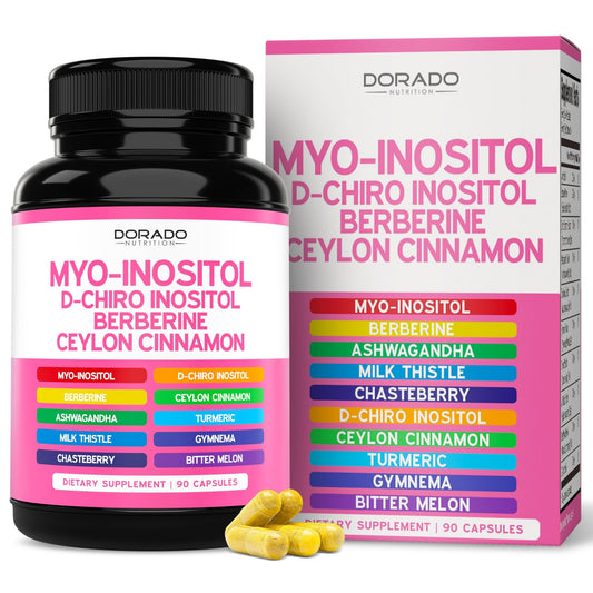 Myo-Inositol & D-Chiro Inositol Supplement For Women (90 Capsules, 40:1 Ratio Myo Inositol) Hormone Balance for Women - 10 in 1 Formula - Third Party Tested, Vegan Safe & USA Made - (90 Count) - NutriGlobal