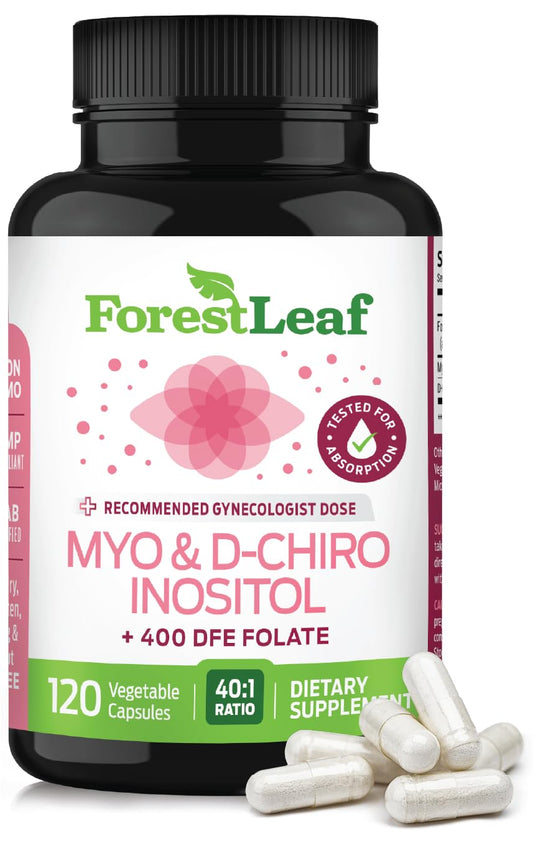 Myo-Inositol & D-Chiro Inositol Supplement for Women's Health | Fertility Supplements Women | Inositol 40:1 Ratio Support Ovarian Function & Healthy Hormone Balance Women | 2050mg | 120 Powder Caps - NutriGlobal
