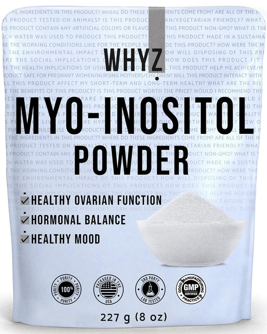 Myo-Inositol Powder 8oz, Natural Myo Inositol Supplement for Ovarian Support - NutriGlobal