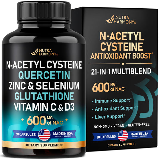 NAC 600 mg Supplement | Quercetin | Zinc | Glutathione | Selenium | Vitamin C & D3 - NutriGlobal
