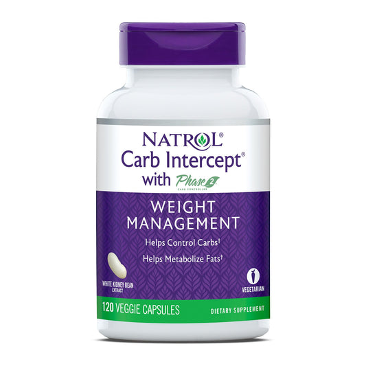 Natrol Carb Intercept Capsules with White Kidney Bean Extract - Controls Carbs, Metabolize - NutriGlobal