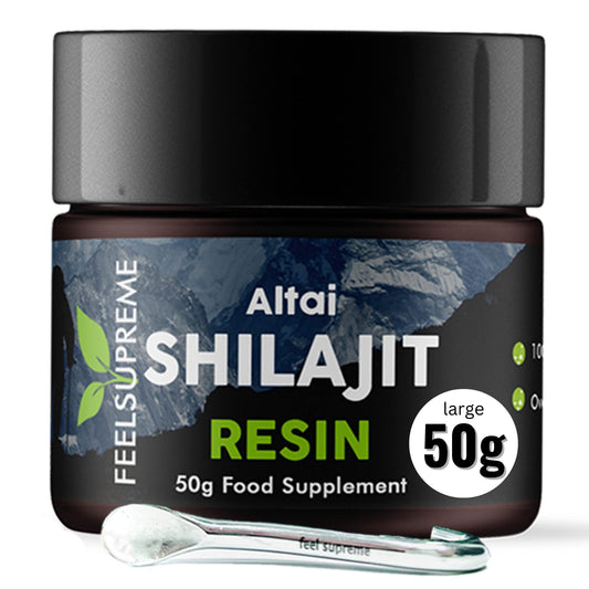 Natural Black Altai Shilajit Resin Large (50g) Pot | 100% Pure Additive Free | 80 Trace - NutriGlobal