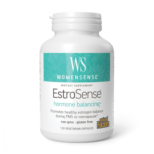 Natural Factors WomenSense EstroSense - Daily Hormonal Balance Support Supplement - Supports Healthy Menstration & Menopause - Non-GMO Natural Supplement - 120 Vegetarian Capsules (60 Servings) - NutriGlobal