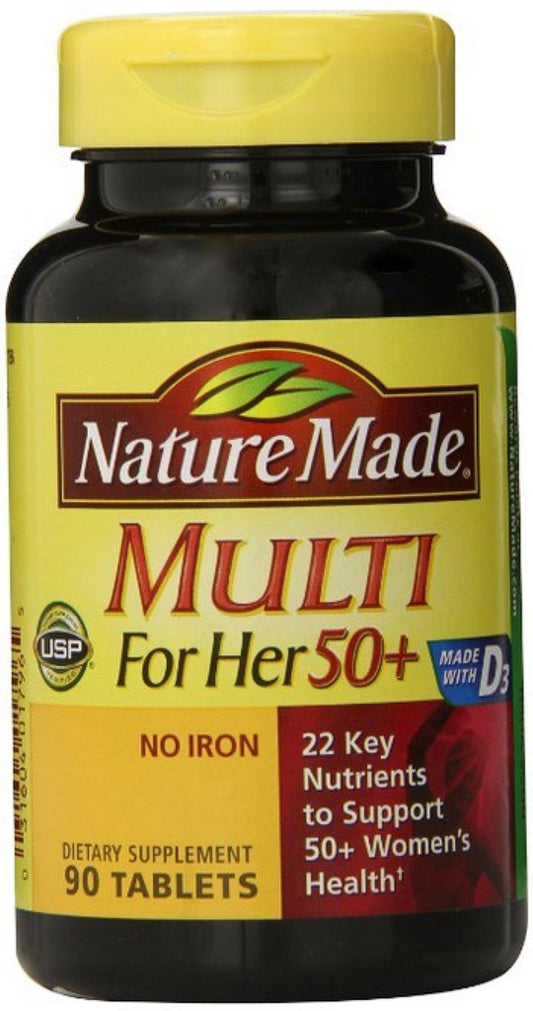 Nature Made Multi for Her 50+ Vitamin/Mineral Tablets 90 ea (Pack of 5) - NutriGlobal