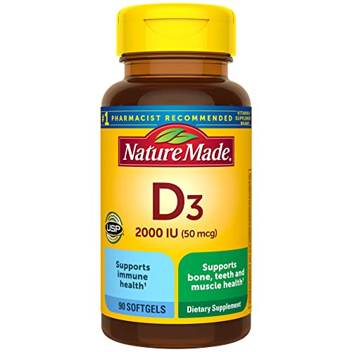 Nature Made Vitamin D3 2000 IU (50 mcg), Dietary Supplement for Bone, Teeth, Muscle - NutriGlobal