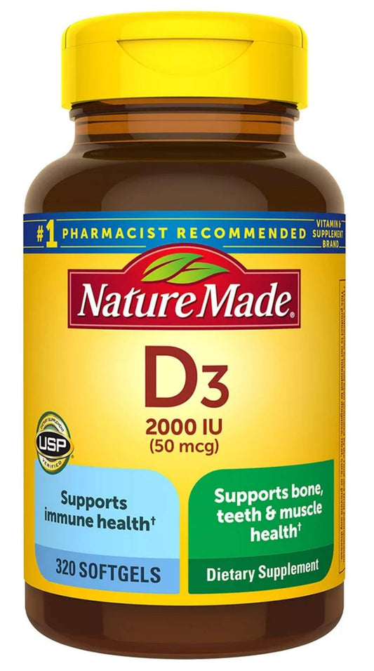 Nature Made Vitamin D3 2000iu 320 Ct. Soft Gels (Packaging May Vary) - NutriGlobal