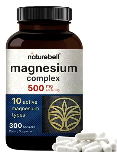 NatureBell Magnesium Complex Supplement 500mg, 300 Capsules | 10 Active Forms - NutriGlobal