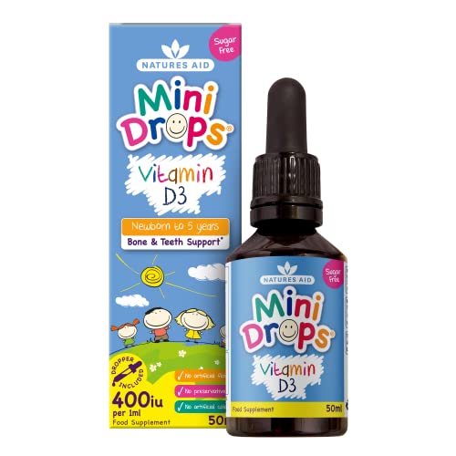 Natures Aid Vitamin D3 Mini Drops for Infants and Children, Sugar Free, 50ml - NutriGlobal
