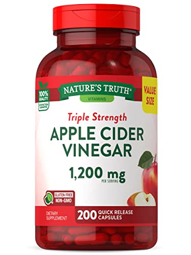 Nature's Truth Apple Cider Vinegar Capsules | 1200mg | 200 Pills | Extra Strength | Value Size - NutriGlobal