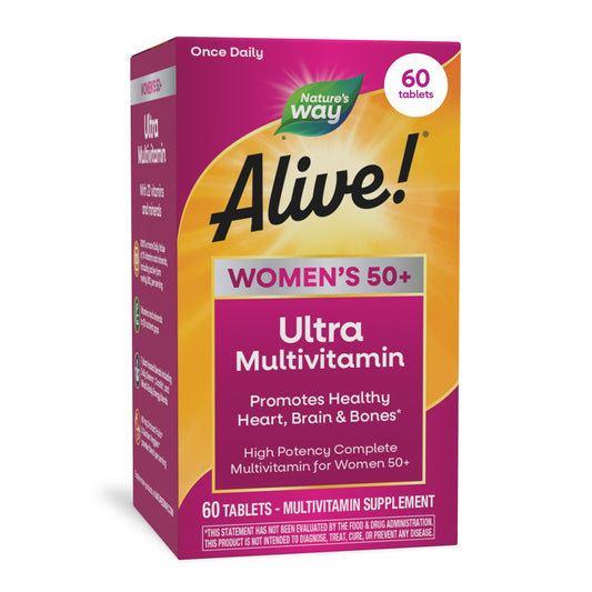 Nature’s Way Alive! Ultra Potency Multivitamin for Women 50 Plus, Complete High Potency Formula with Vitamin D3, C, E, Methylated B12, Supports, - NutriGlobal