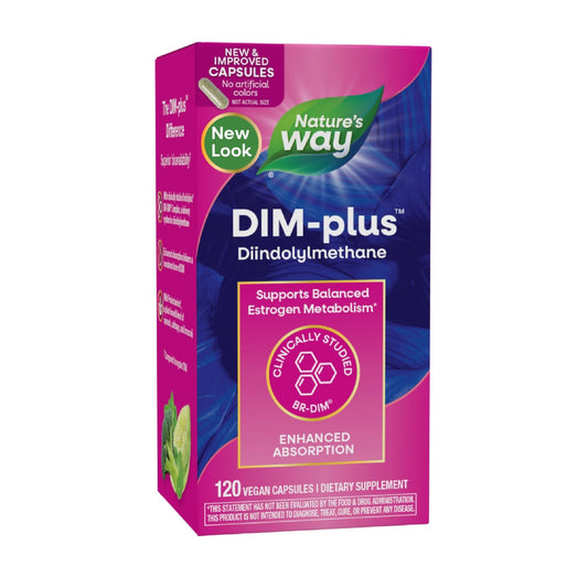 Nature's Way DIM-Plus, DIM Supplement, Supports Balanced Estrogen Metabolism*, Supports Estrogen Hormone Balance*, Diindolylmethane, 120 Vegan Capsules - NutriGlobal
