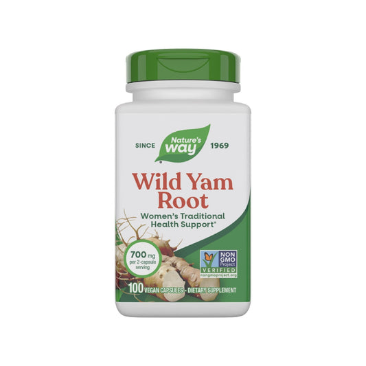 Nature's Way Wild Yam Root Capsules, Women's Traditional Health Support*, 700 mg per 2-Capsule Serving, Non-GMO Project Verified, 100 Vegan Capsules (Packaging May Vary) - NutriGlobal