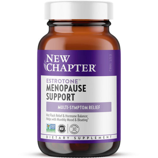 New Chapter Menopause Supplement - Estrotone Herbal Hormone Balance for Women in Perimenopause, with Black Cohosh for Hot Flash Relief & to Reduce Night Sweats + Vitex, No Added Hormones - 30 ct - NutriGlobal