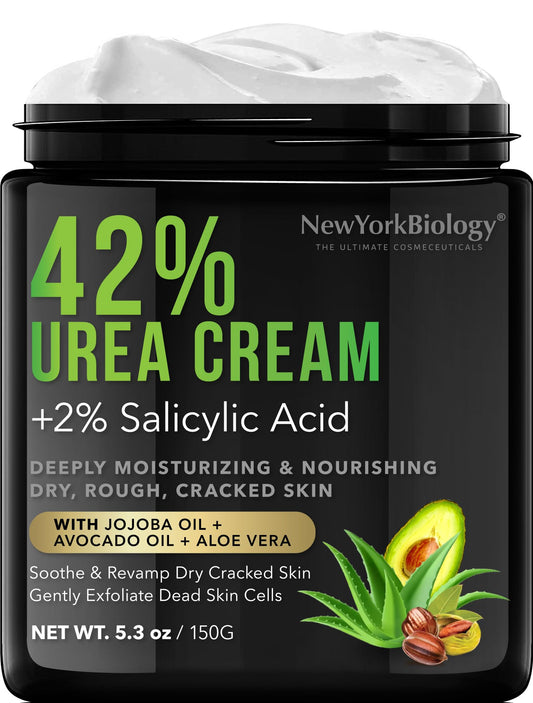New York Biology 42% Urea Cream with 2% Salicylic Acid - Moisturizing Urea Foot Cream - NutriGlobal