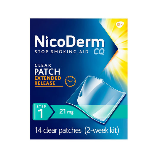 NicoDerm CQ Step 1 Nicotine Patches to Quit Smoking, 21 mg, Stop Smoking - NutriGlobal