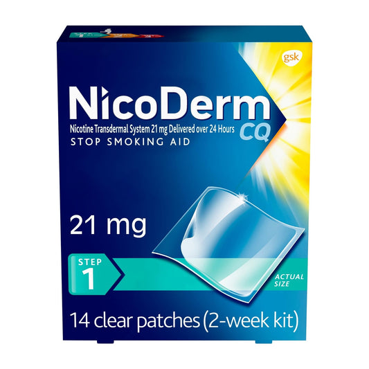 NicoDerm CQ Step 1 Nicotine Patches to Quit Smoking, 21mg, Stop Smoking - NutriGlobal