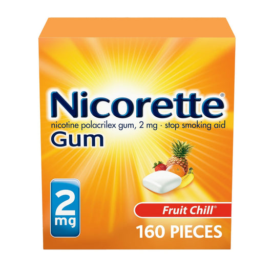 Nicorette 2 mg Nicotine Gum to Help Stop Smoking - Fruit Chill Flavored - NutriGlobal