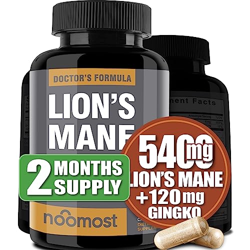 NooMost Organic Lions Mane Supplement Capsules 5400mg, Ginkgo Biloba 120mg - NutriGlobal