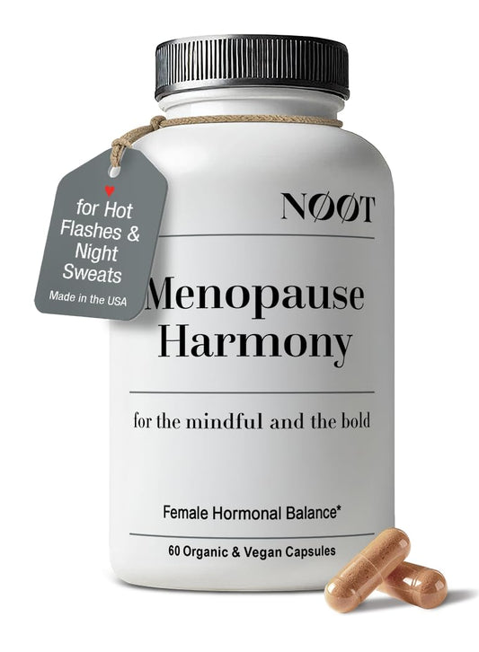 NOOT Menopause Harmony - Menopause Supplements for Women, Night Sweats & Hot Flash Relief, Hormone Balance for Women with Aguaje Fruit, Genistein and Vitex, Biohacking & Nootropics, 60 Capsules - NutriGlobal