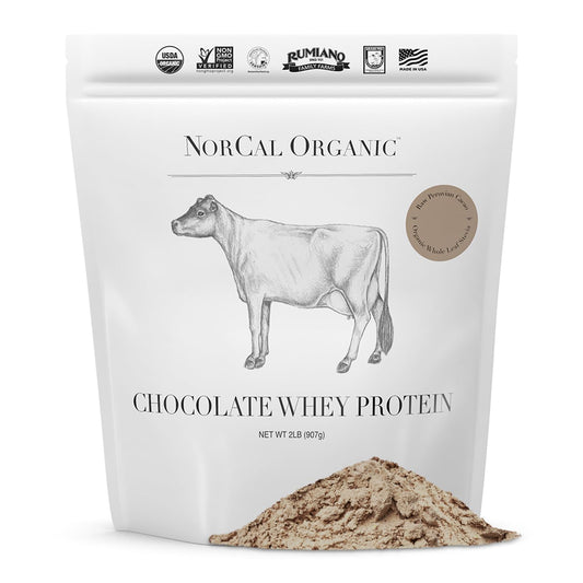 NorCal Organic Chocolate Whey Protein - 2lbs | 100% USA Grass-Fed, USDA Certified - NutriGlobal