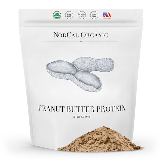 Norcal Organic Peanut Butter Protein Powder - 2lb | Vegan, Low-Cal, 11g Protein - NutriGlobal