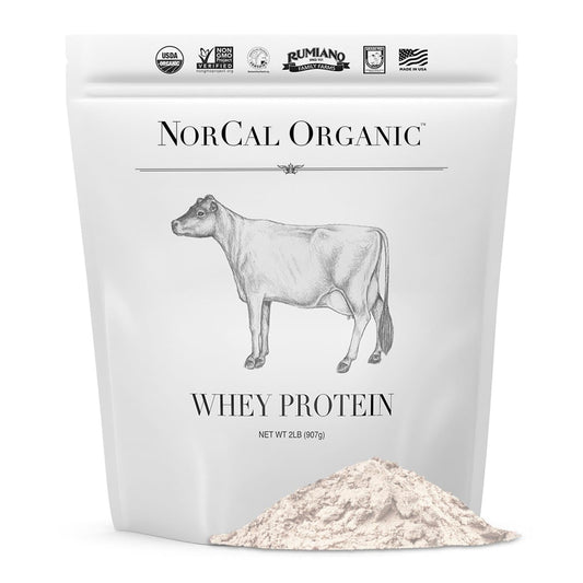 NorCal Organic Unflavored Whey Protein - 2lbs Bulk | 100% Grass-Fed, USDA Certified - NutriGlobal