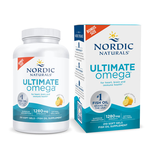 Nordic Naturals Ultimate Omega, Lemon Flavor - 210 Soft Gels - 1280 mg Omega-3 - High - NutriGlobal