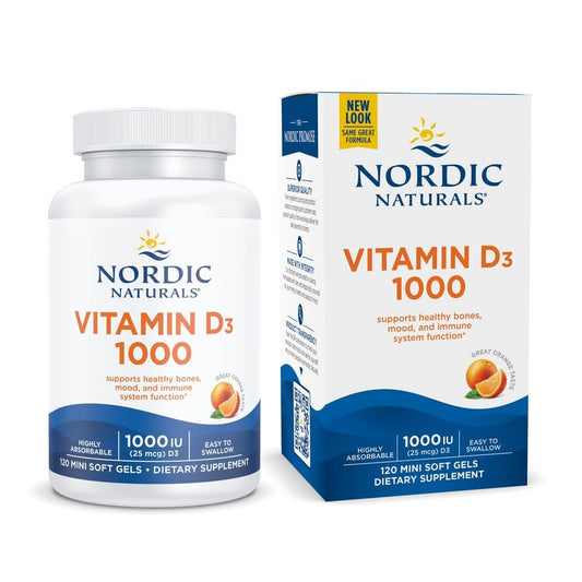 Nordic Naturals Vitamin D3 1000, Orange - 120 Mini Soft Gels - 1000 IU Vitamin D3 - Supports Healthy Bones - NutriGlobal