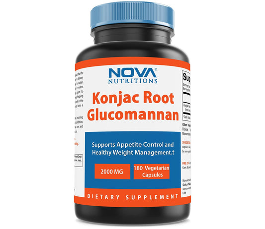 Nova Nutritions 2 Pack Konjac Root Glucomannan Capsules 2000 mg/Serving Veggie Caps - NutriGlobal
