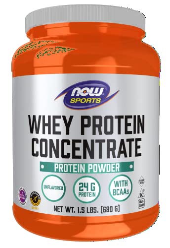 NOW Sports Nutrition, Whey Protein Concentrate, 24 g With BCAAs, Unflavored Powder - NutriGlobal