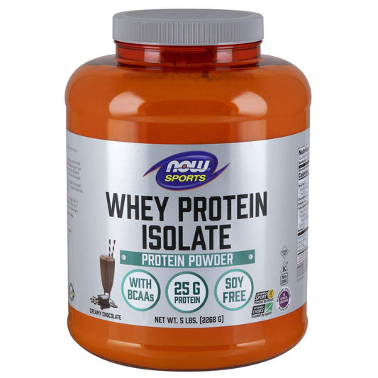 NOW Sports Nutrition, Whey Protein Isolate, 25 G With BCAAs, Creamy Chocolate Powder - NutriGlobal