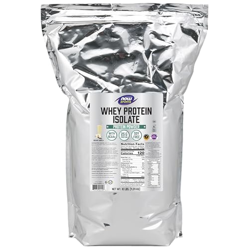 NOW Sports Nutrition, Whey Protein Isolate, 25 g With BCAAs, Creamy Vanilla Powder - NutriGlobal