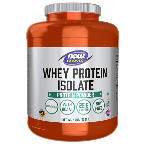 NOW Sports Nutrition, Whey Protein Isolate, 25 g With BCAAs, Unflavored Powder - NutriGlobal