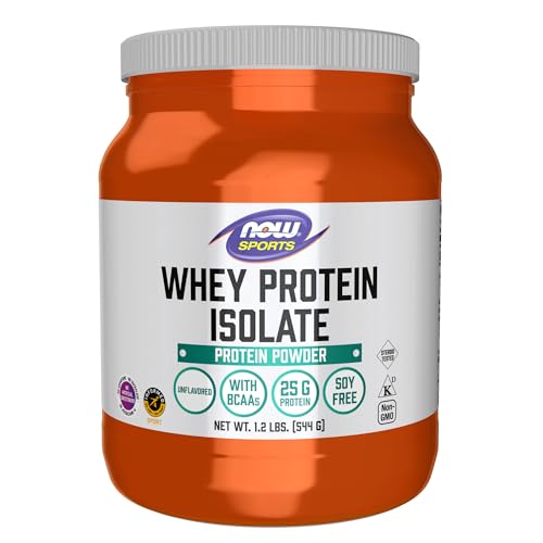 NOW Sports Nutrition, Whey Protein Isolate, 25 g With BCAAs, Unflavored Powder - NutriGlobal