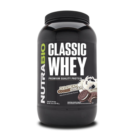 NutraBio Classic Whey Protein Powder- 25G of Protein Per Scoop - Ice Cream Cookie - NutriGlobal