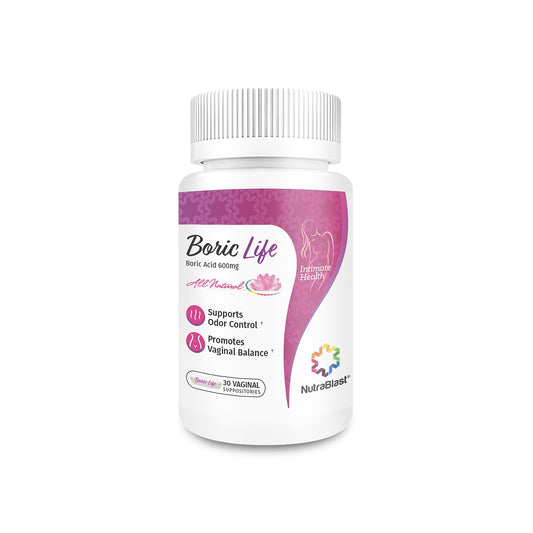 NutraBlast Boric Acid Suppositories - 100% Pure Made in USA - Boric Life Intimate Health Support (30 Count) - NutriGlobal