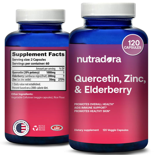 Nutradora Quercetin 1000mg Per Serving Veggie Capsules, Non-GMO - NutriGlobal