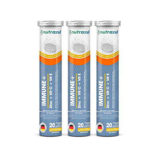 nutrazul Immune+ Effervescent Tablets, Vitamin C, Vitamin E & Zinc Supplement, Supports Overall Wellness with a VIT C, VIT E & Zinc Blend - NutriGlobal