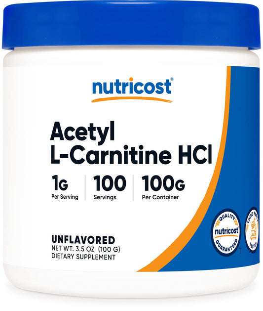 Nutricost Acetyl L-Carnitine (ALCAR) 100 Grams - 1000mg Per Serving - Non-GMO, Gluten Free - NutriGlobal