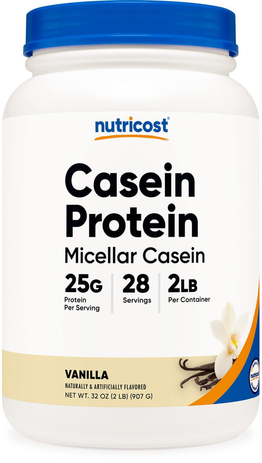 Nutricost Casein Protein Powder 2lb Vanilla - Micellar Casein, Gluten Free, Non-GMO - NutriGlobal